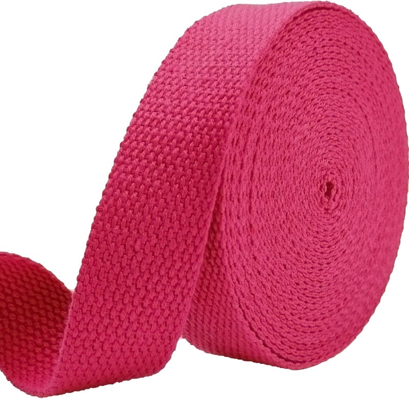 Evora 1 inch Cotton Webbing Braid Handles Bag Strap 15ft High Density Webbing Plain Weave Straps for Cloth Tote Bag, Pet Collars, DIY Projects, Crafts, Outdoor Accessories (Rose 503) - Image 1